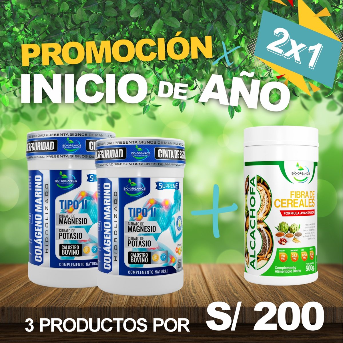 Promoción 3 productos Biorganics Perú