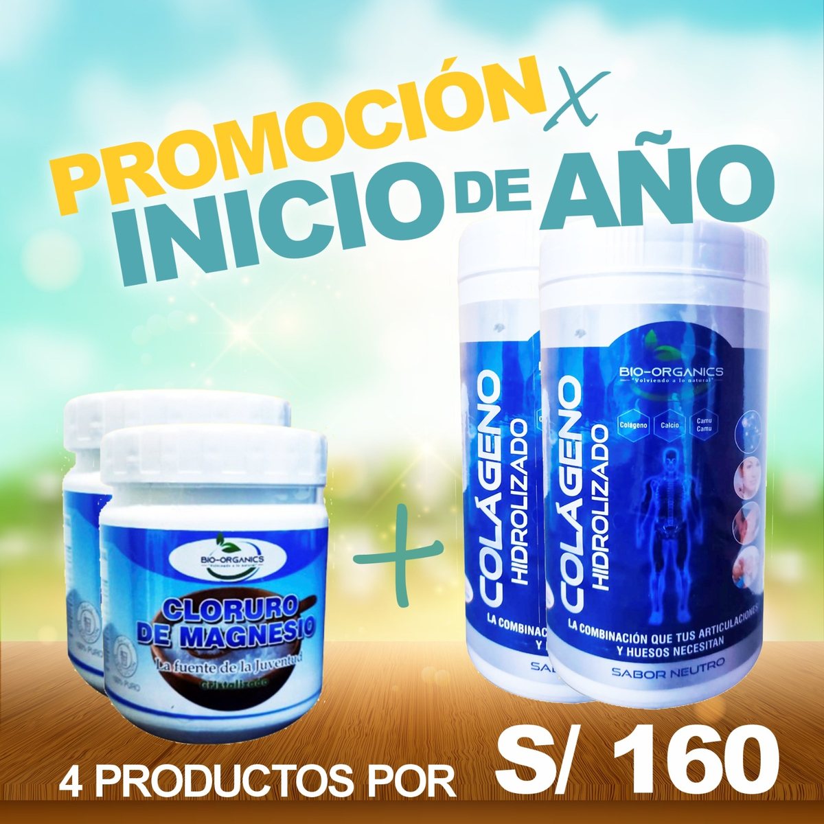 Promoción 4 productos Biorganics Perú